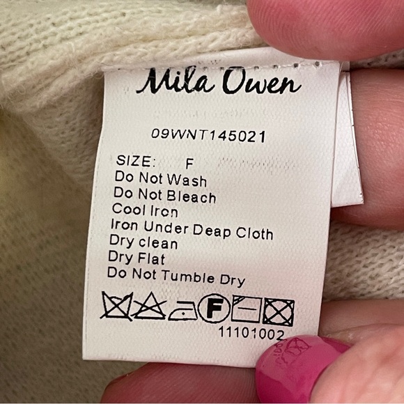 Mila Owen Women's Ivory Knit Pullover Sweater Sailor Stripe V-Neck Size F Large - Picture 8 of 8